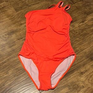 Neon orange new with tags one side strap onepiece bathing suit